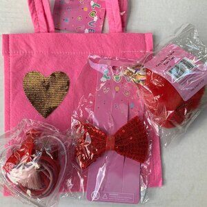 Girls Valentine’s Favors Gift Set Unicorn Pom Pom Key Chain  Hair Ties & Clips